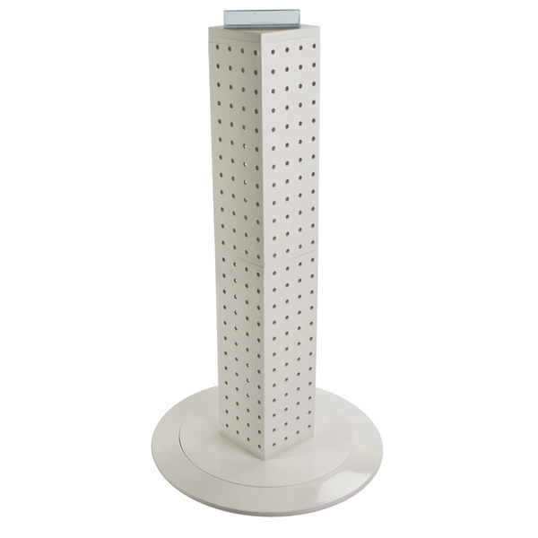Azar Displays Four-sided 4"W x 24"H Pegboard Tower W/ Revolving 14.5" Base 700222-WHT
